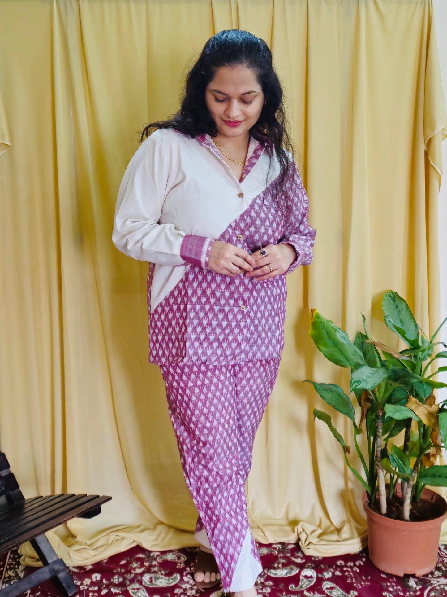 "Mihira" Pink Sambalpuri Handloom Co-ord Set - Earthyweaves