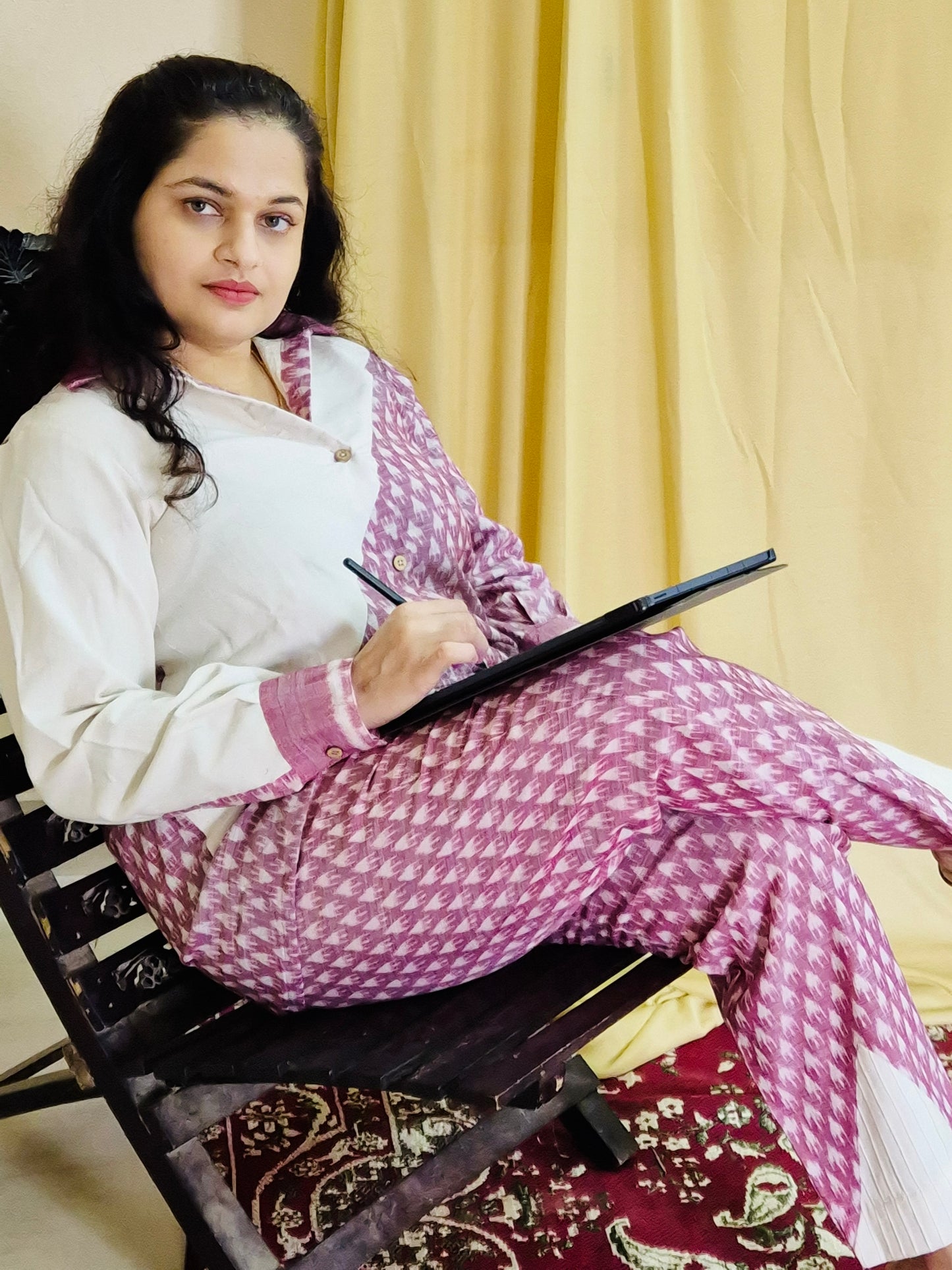 "Mihira" Pink Sambalpuri Handloom Co-ord Set - Earthyweaves