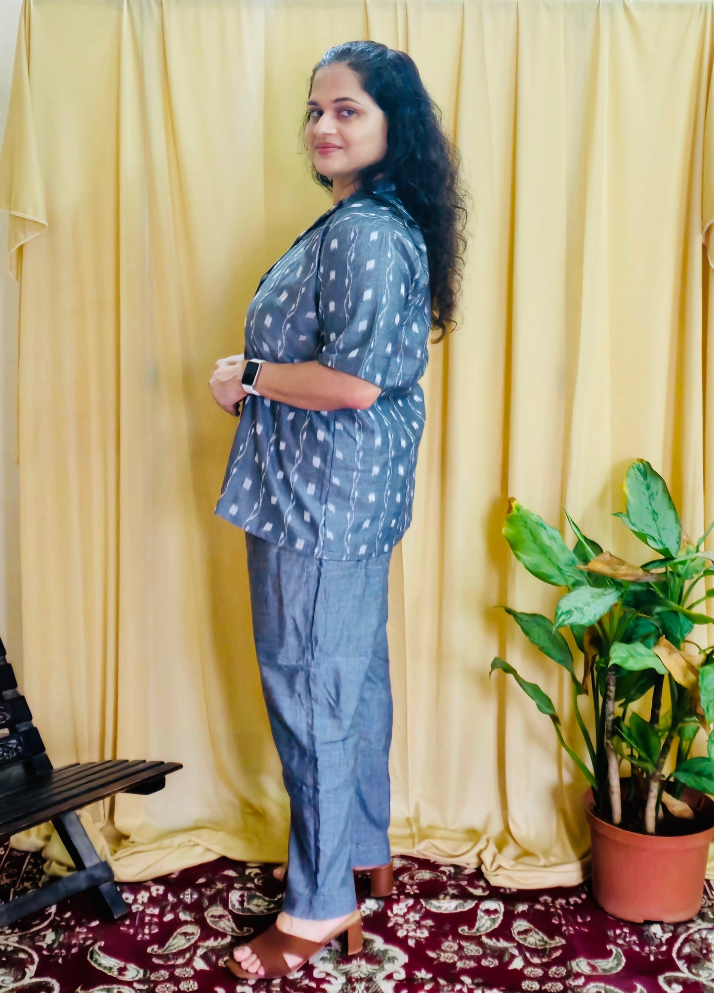Yamini Grey Sambalpuri Co-ord Set - Earthyweaves