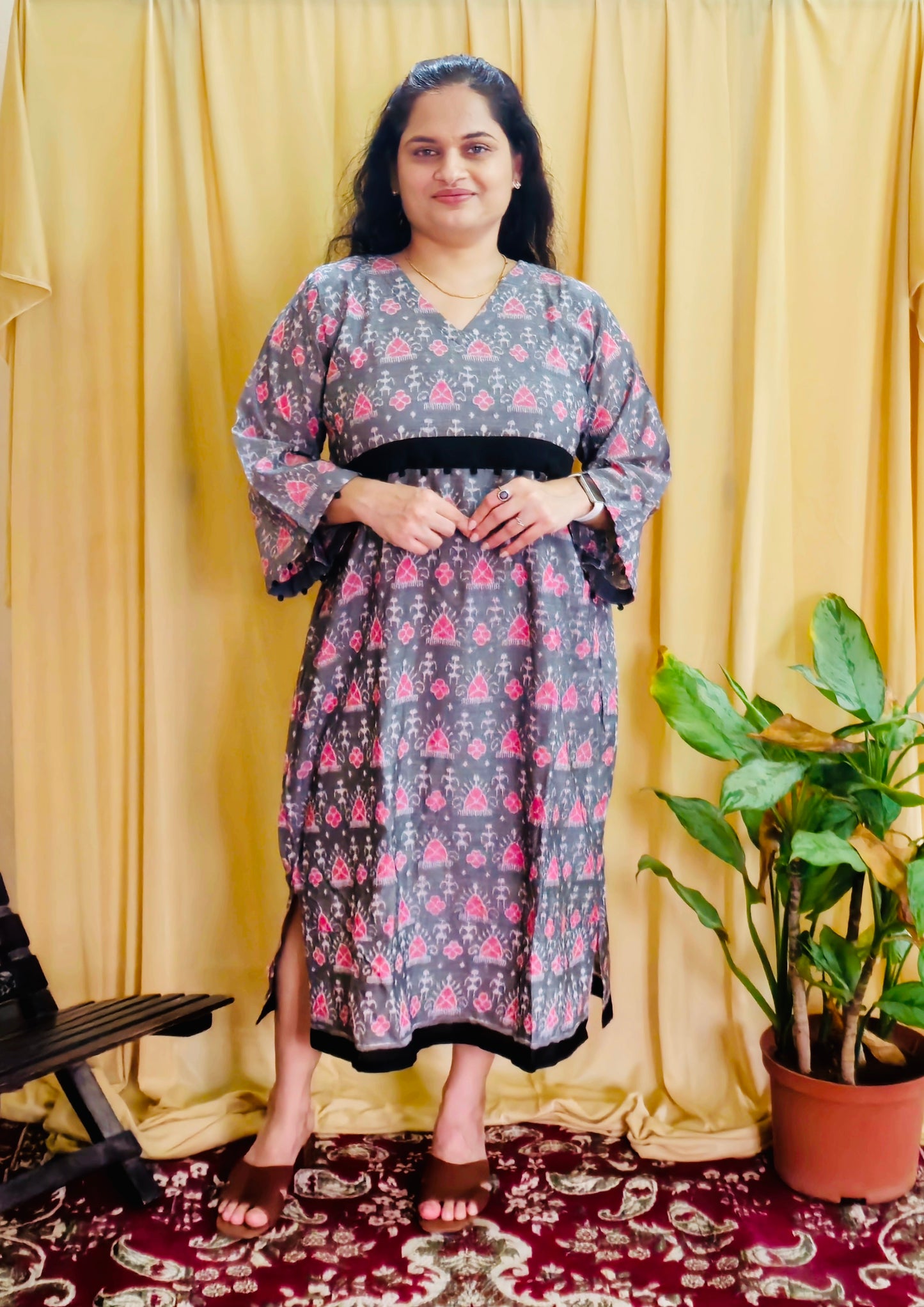 "Amodini" Grey Sambalpuri Handloom Dress - Earthyweaves
