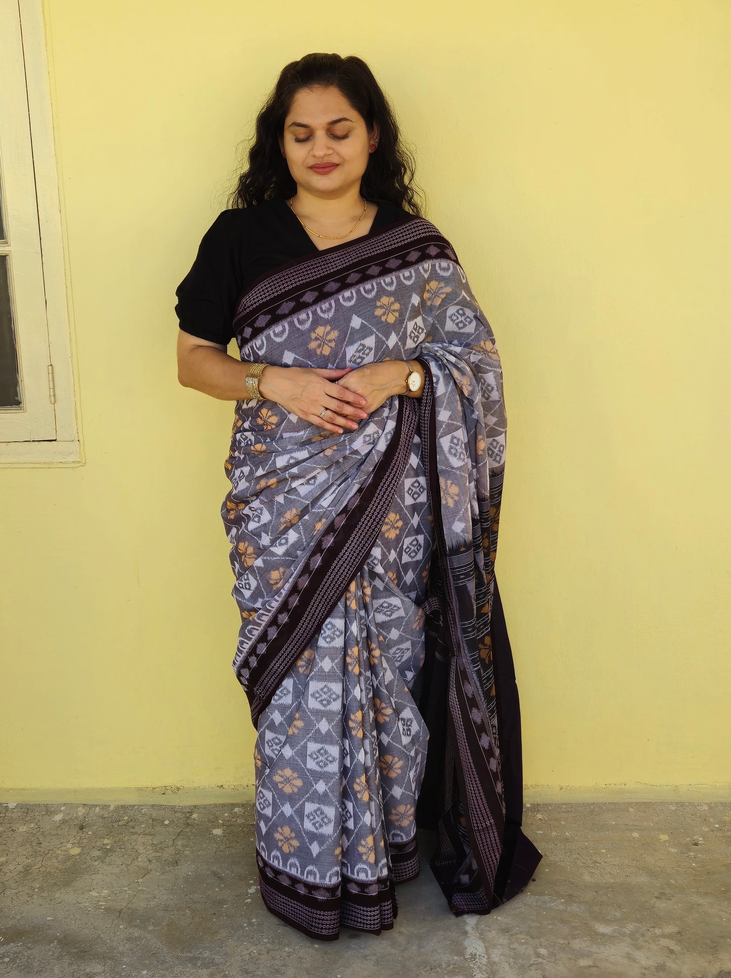 "Vasudha" Sambalpuri Cotton Saree - Earthyweaves