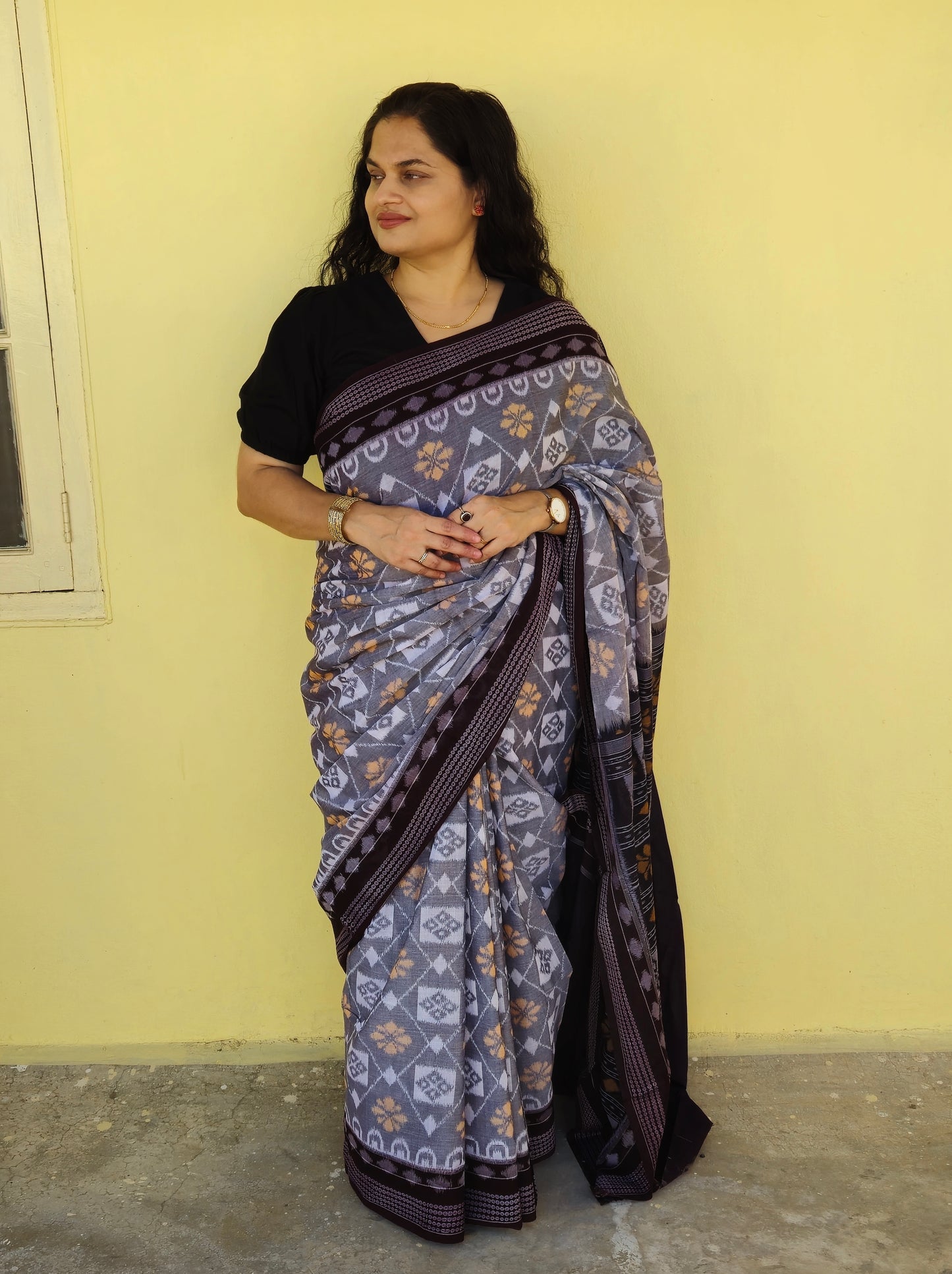"Vasudha" Sambalpuri Cotton Saree - Earthyweaves