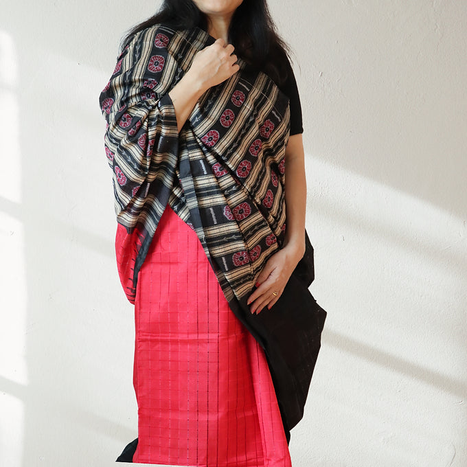 "RagaSubha" Sambalpuri Tussar Silk Saree - Earthyweaves