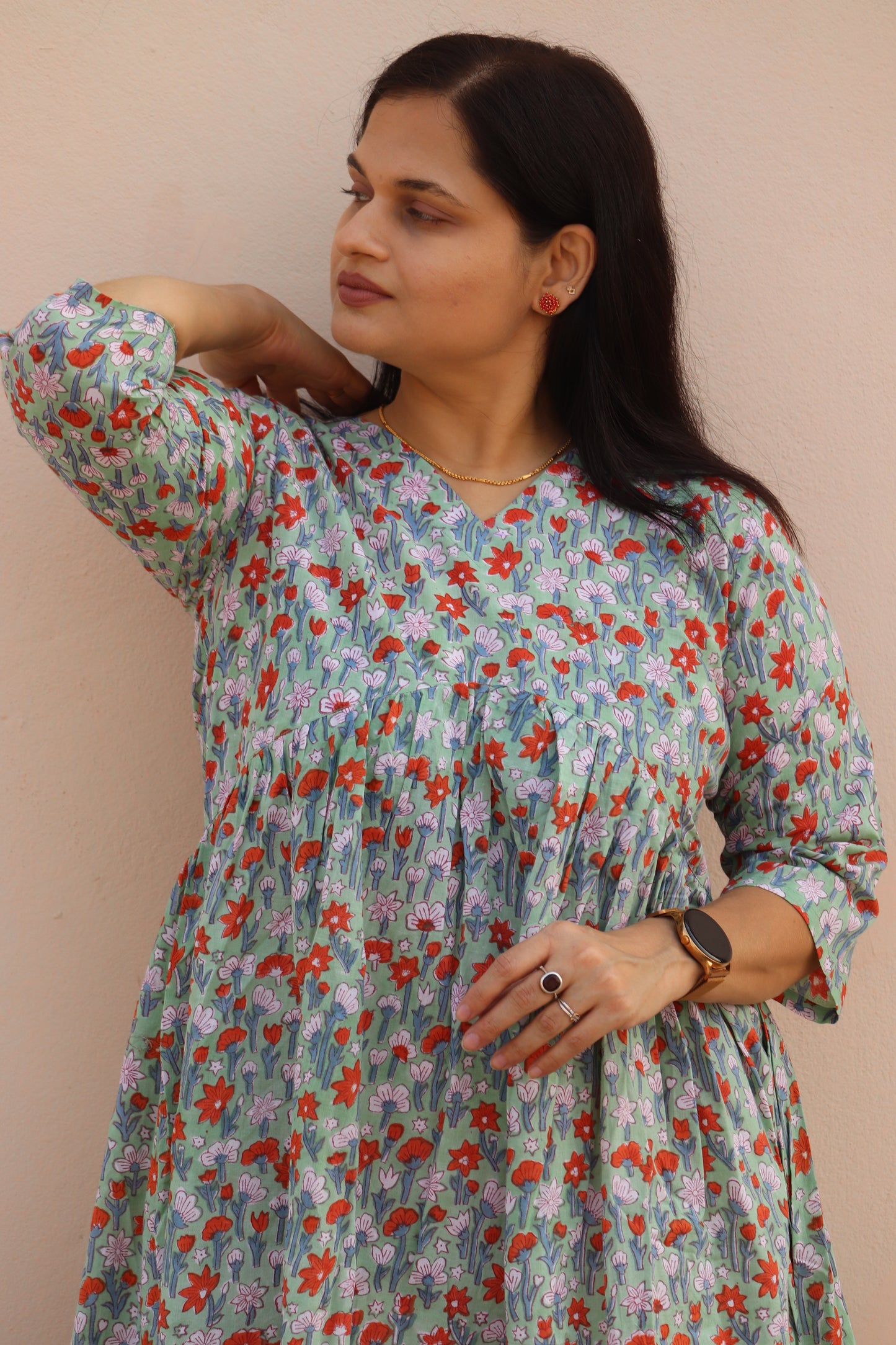 "Madhusha" Block Print Dress - Earthyweaves