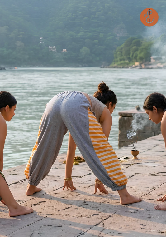 Artisanal Linen Yoga Pants with Handloom Stripes