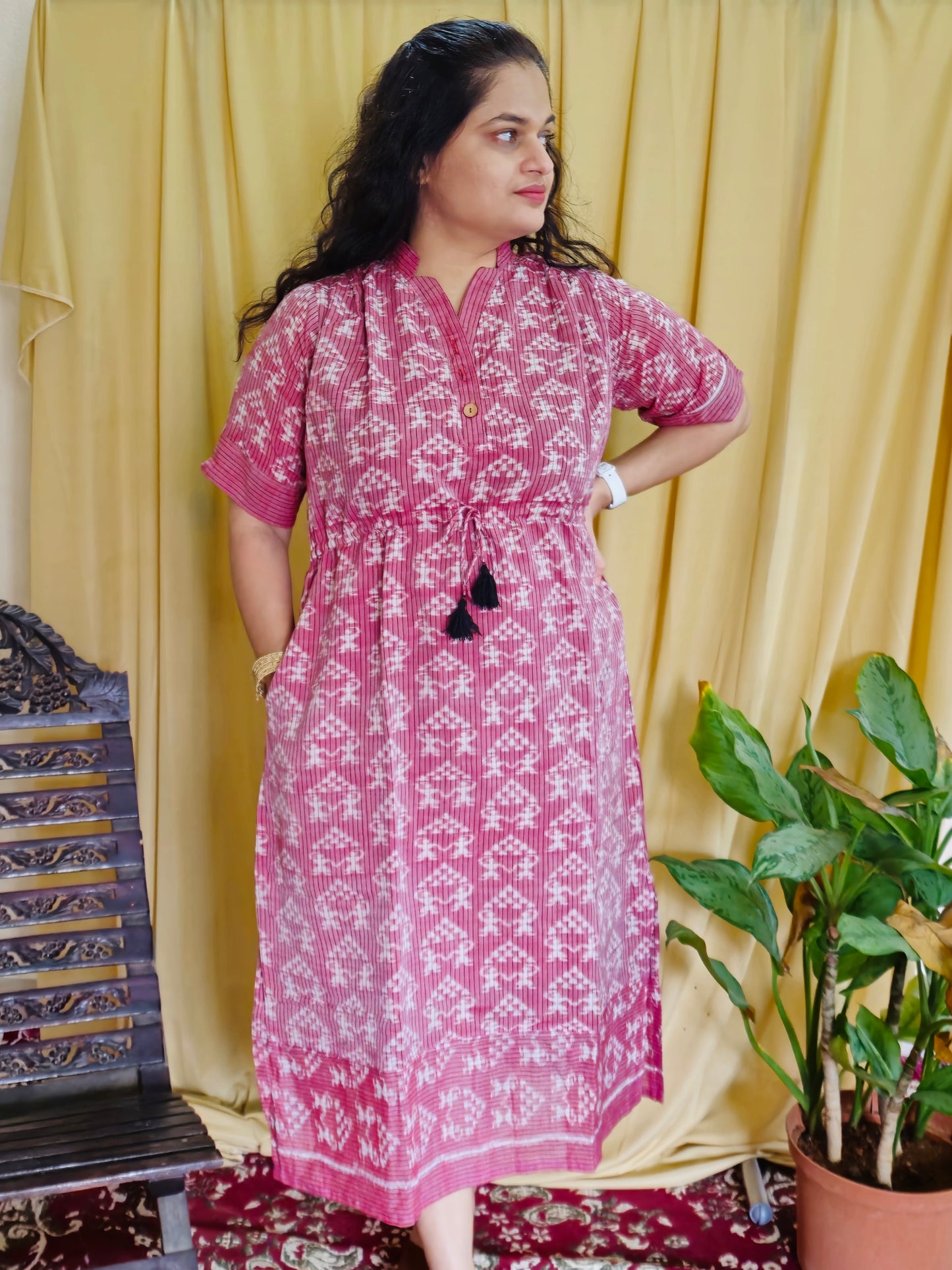 "Aaratrika" Pink Sambalpuri Handloom Dress