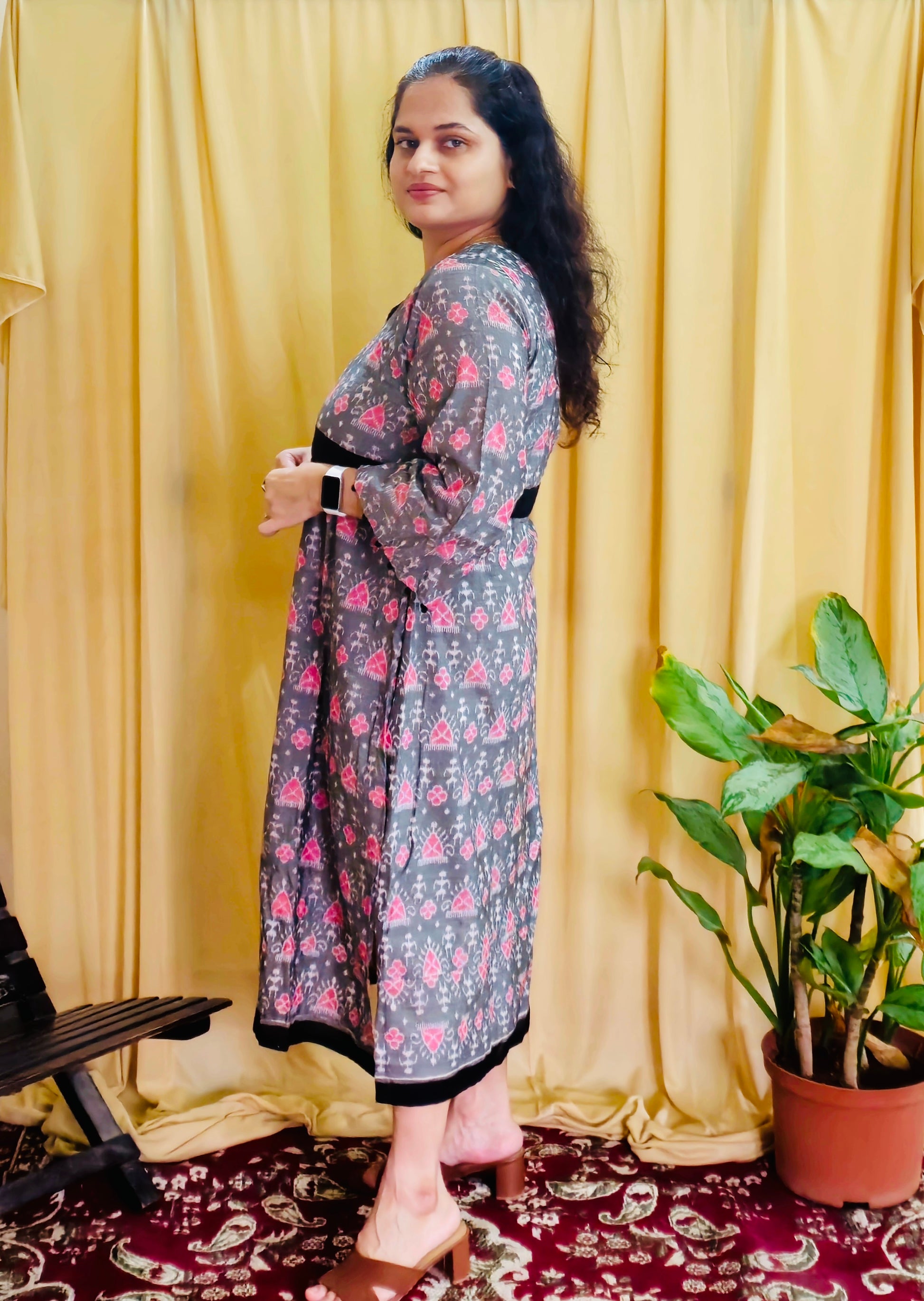 "Amodini" Grey Sambalpuri Handloom Dress - Earthyweaves