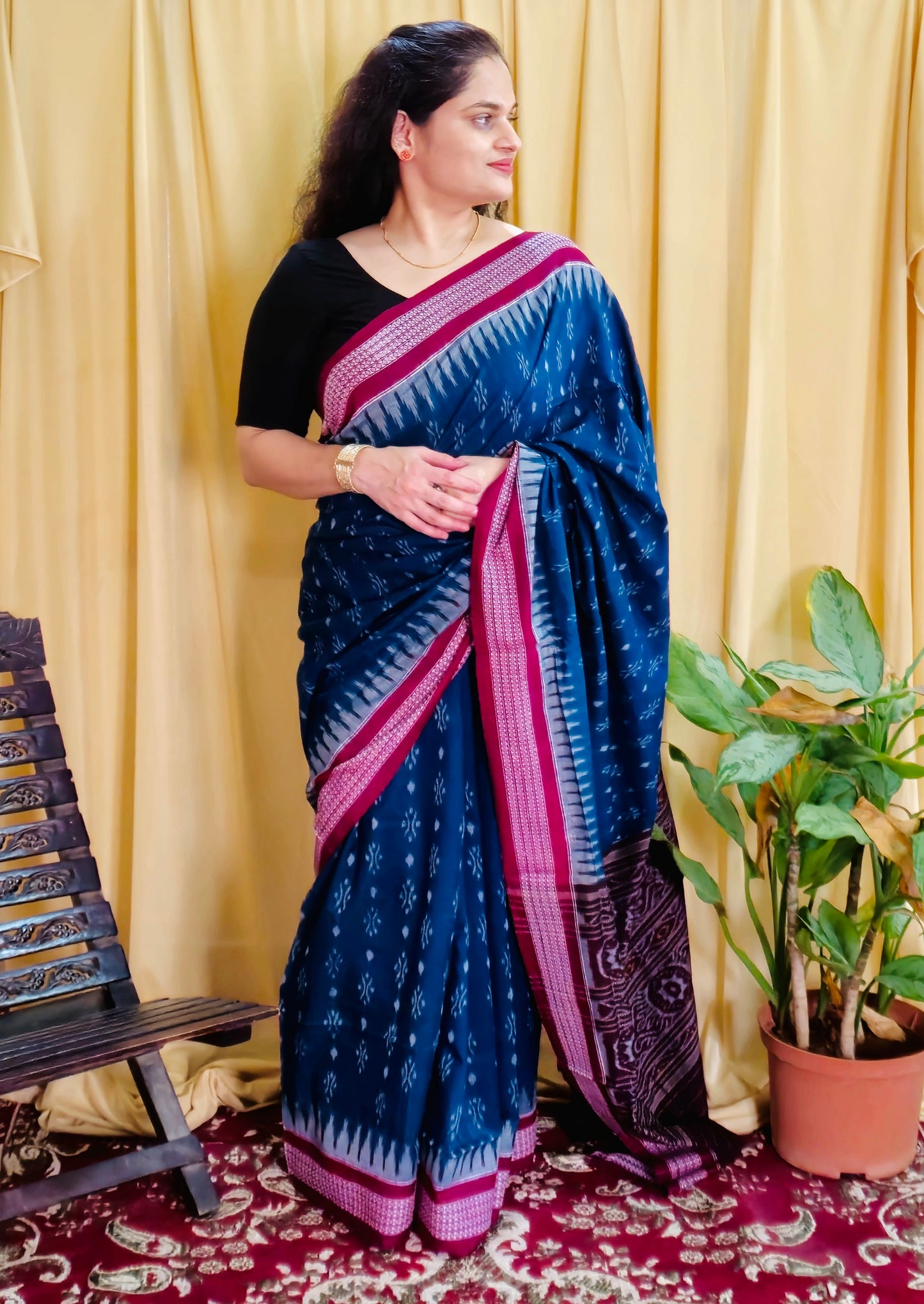 "Neelashree" Blue Sambalpuri Cotton Saree