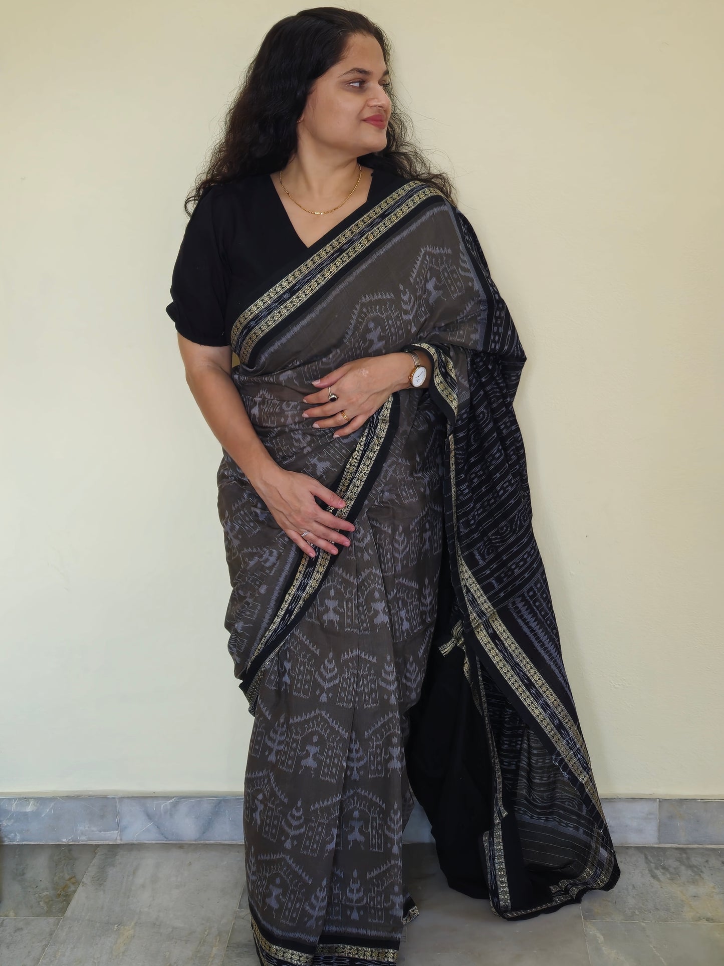 "Shyamalika" Sambalpuri Cotton Saree - Earthyweaves