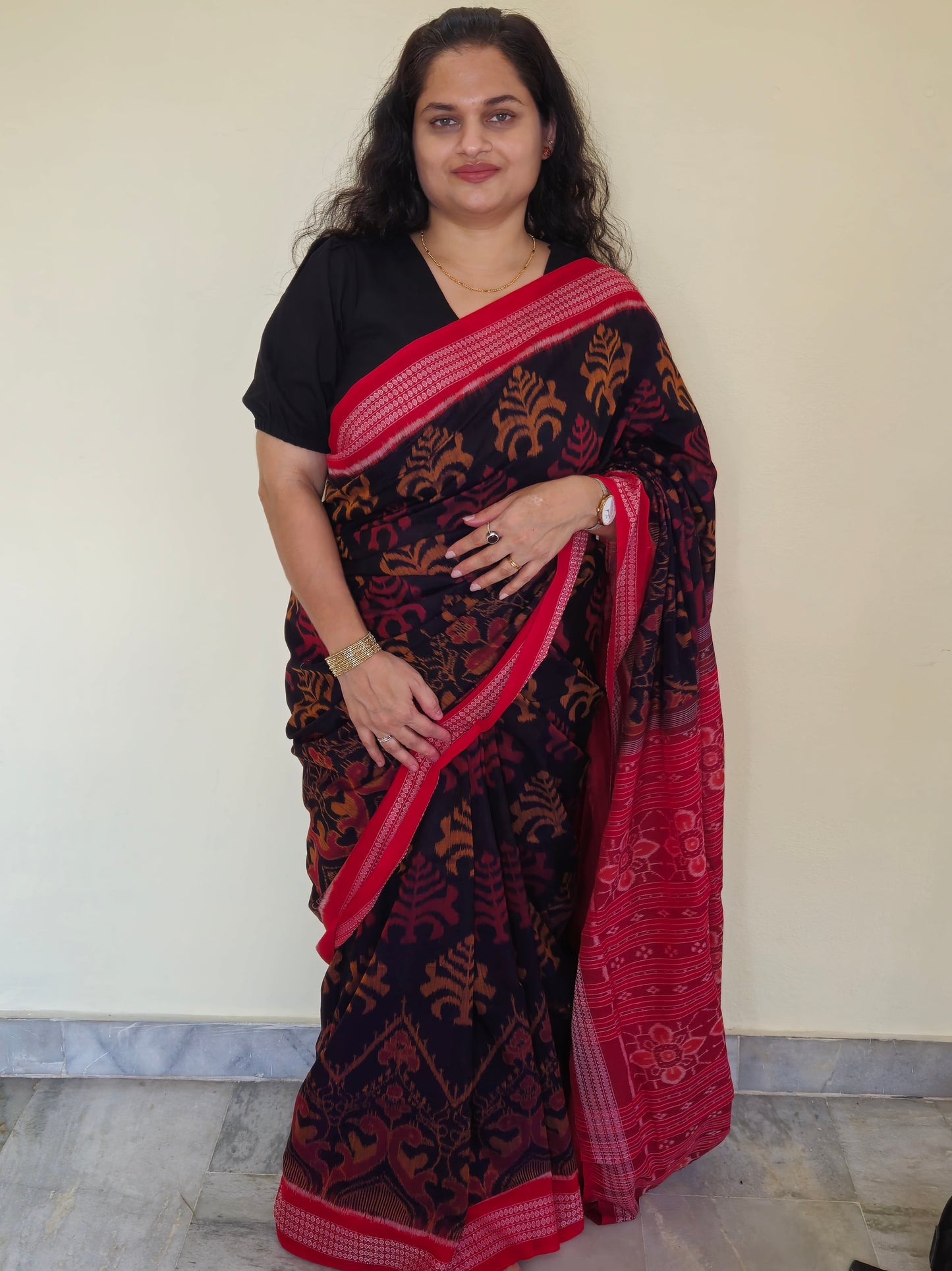 "Tamalika" Sambalpuri Cotton Saree - Earthyweaves