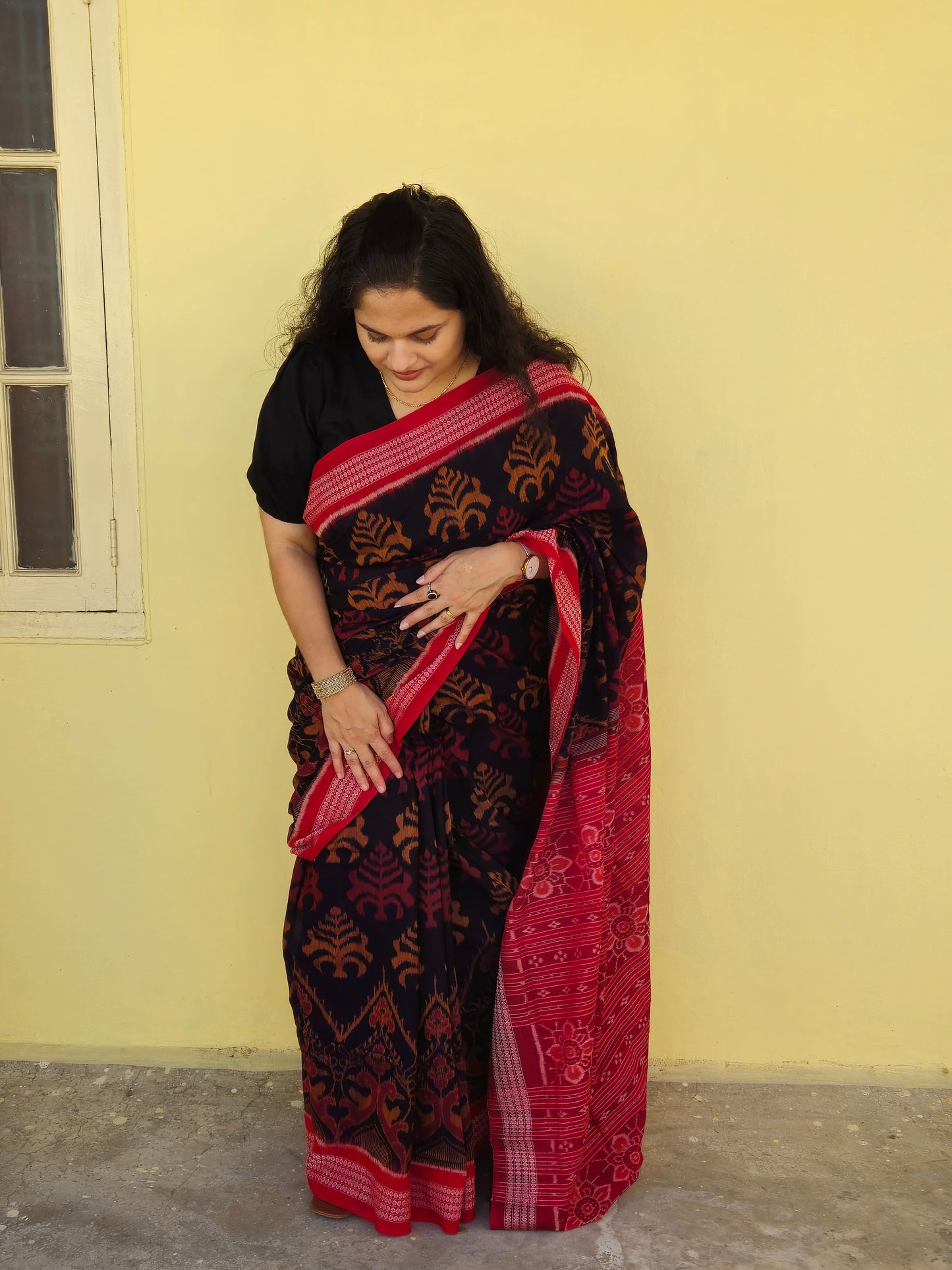 "Tamalika" Sambalpuri Cotton Saree - Earthyweaves