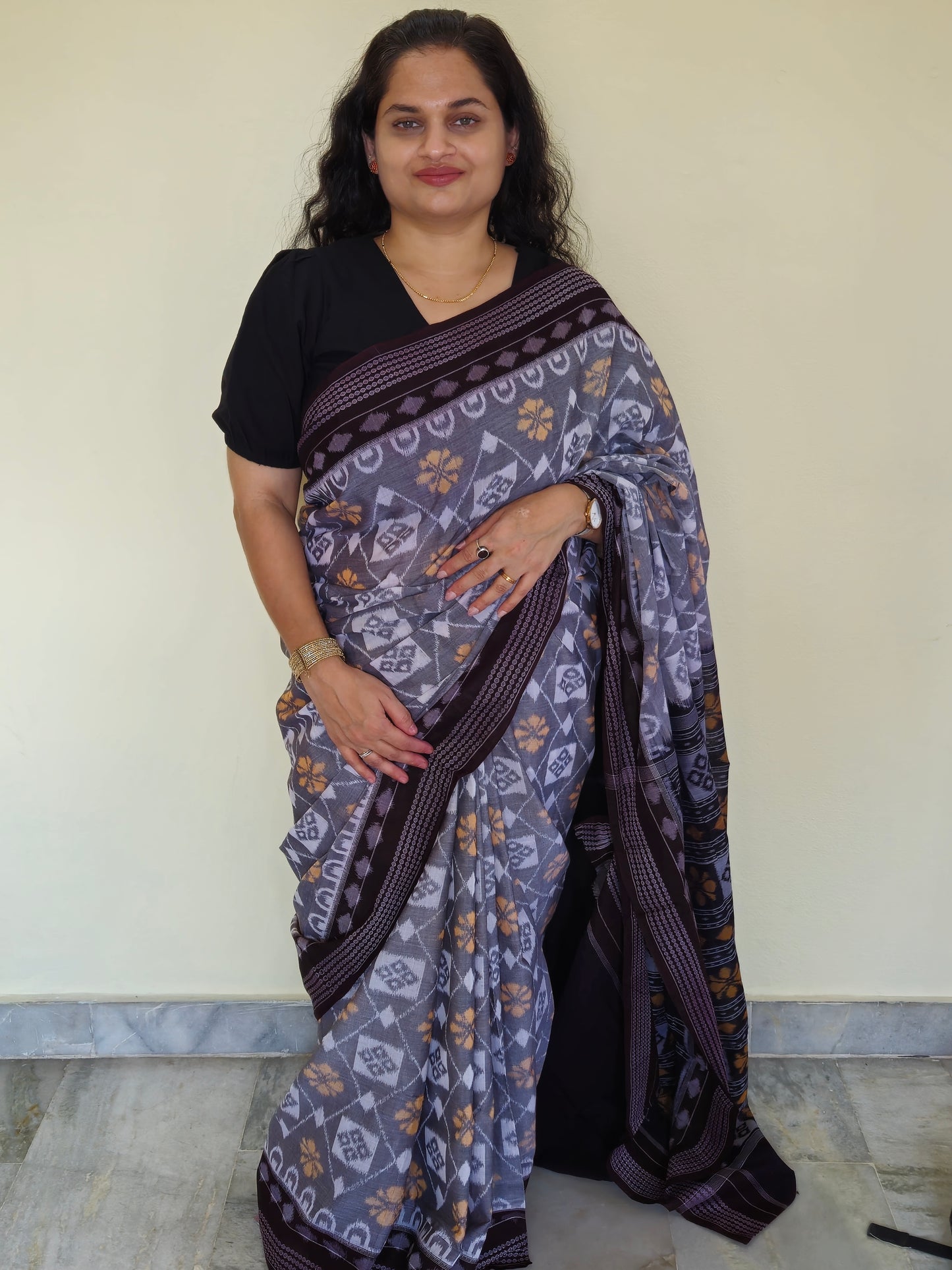 "Vasudha" Sambalpuri Cotton Saree - Earthyweaves