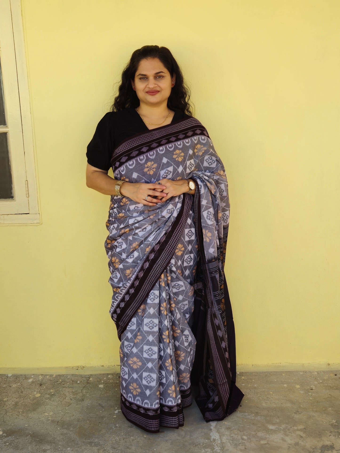 "Vasudha" Sambalpuri Cotton Saree - Earthyweaves