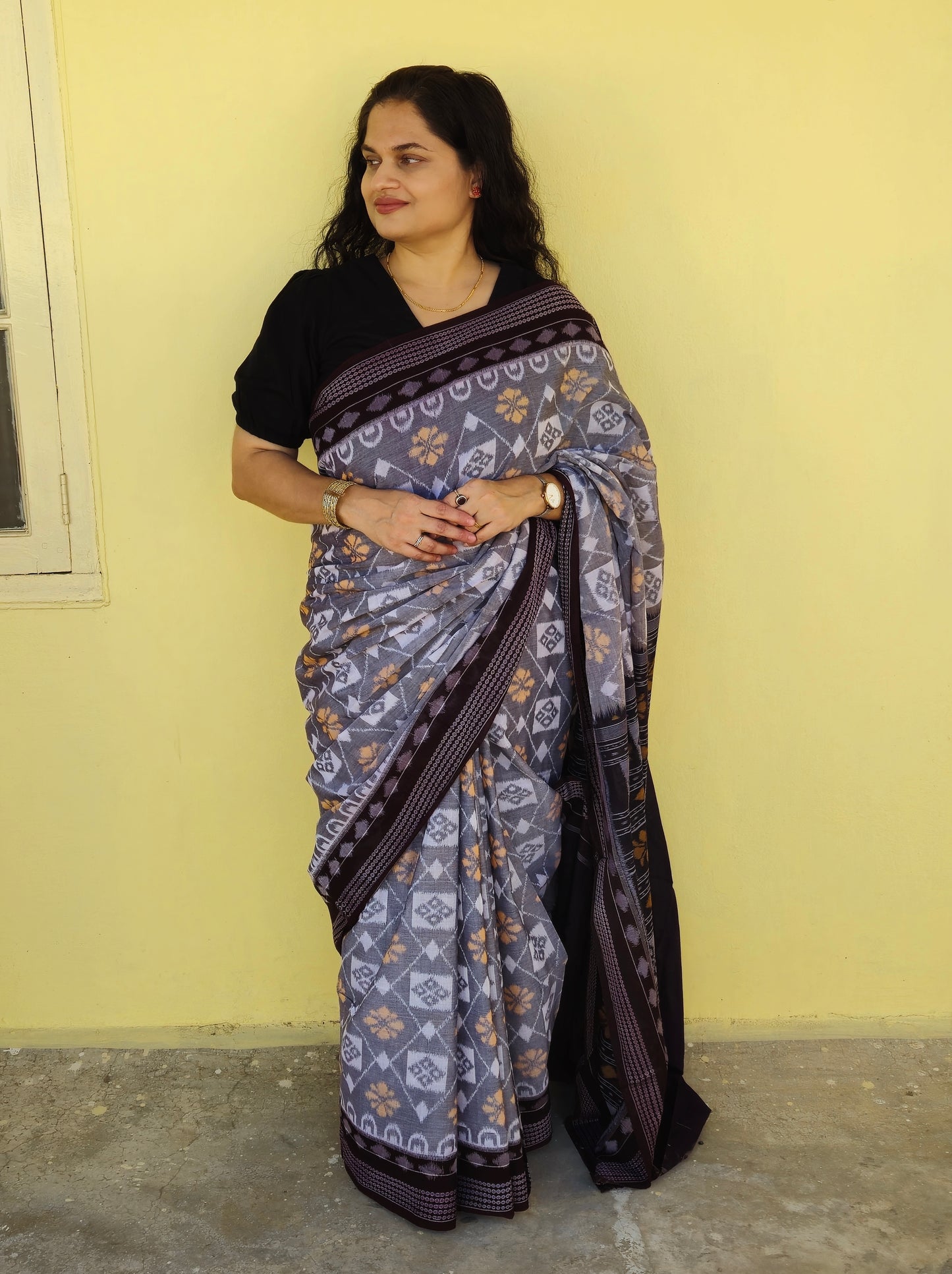 "Vasudha" Sambalpuri Cotton Saree - Earthyweaves