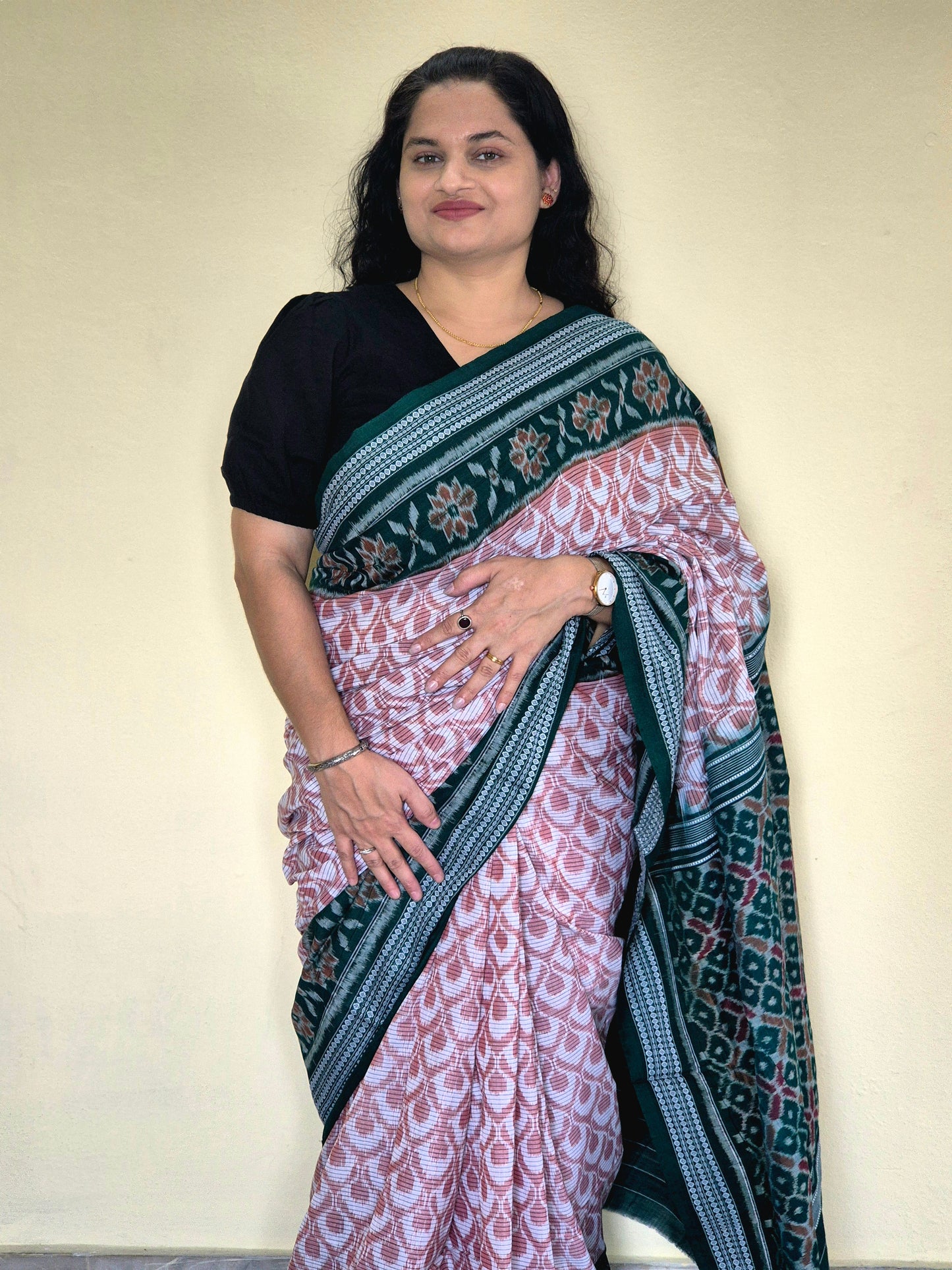 "Mallika" Sambalpuri Cotton Saree - Earthyweaves