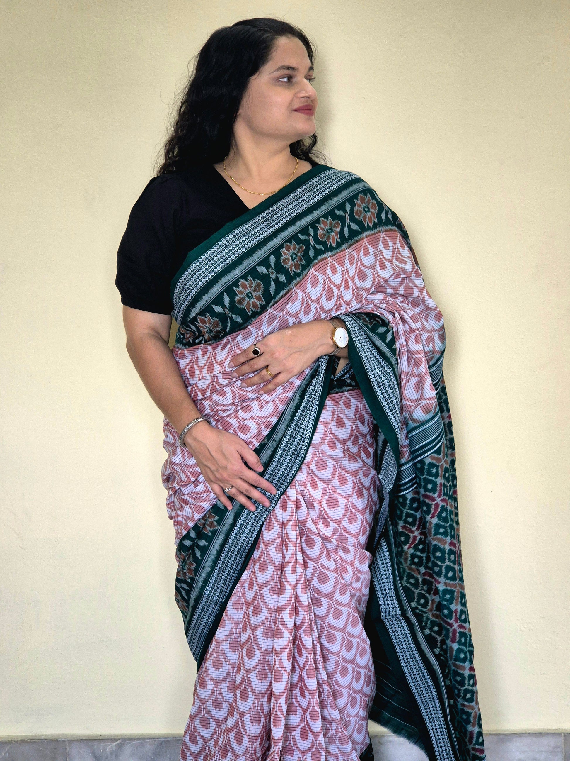 "Mallika" Sambalpuri Cotton Saree - Earthyweaves