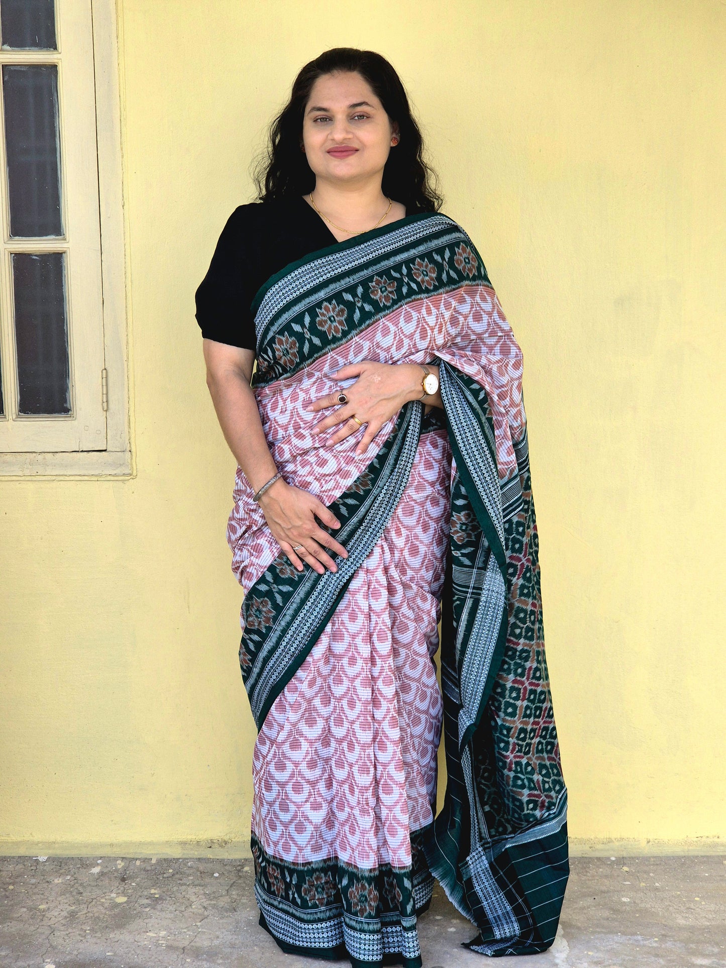 "Mallika" Sambalpuri Cotton Saree - Earthyweaves