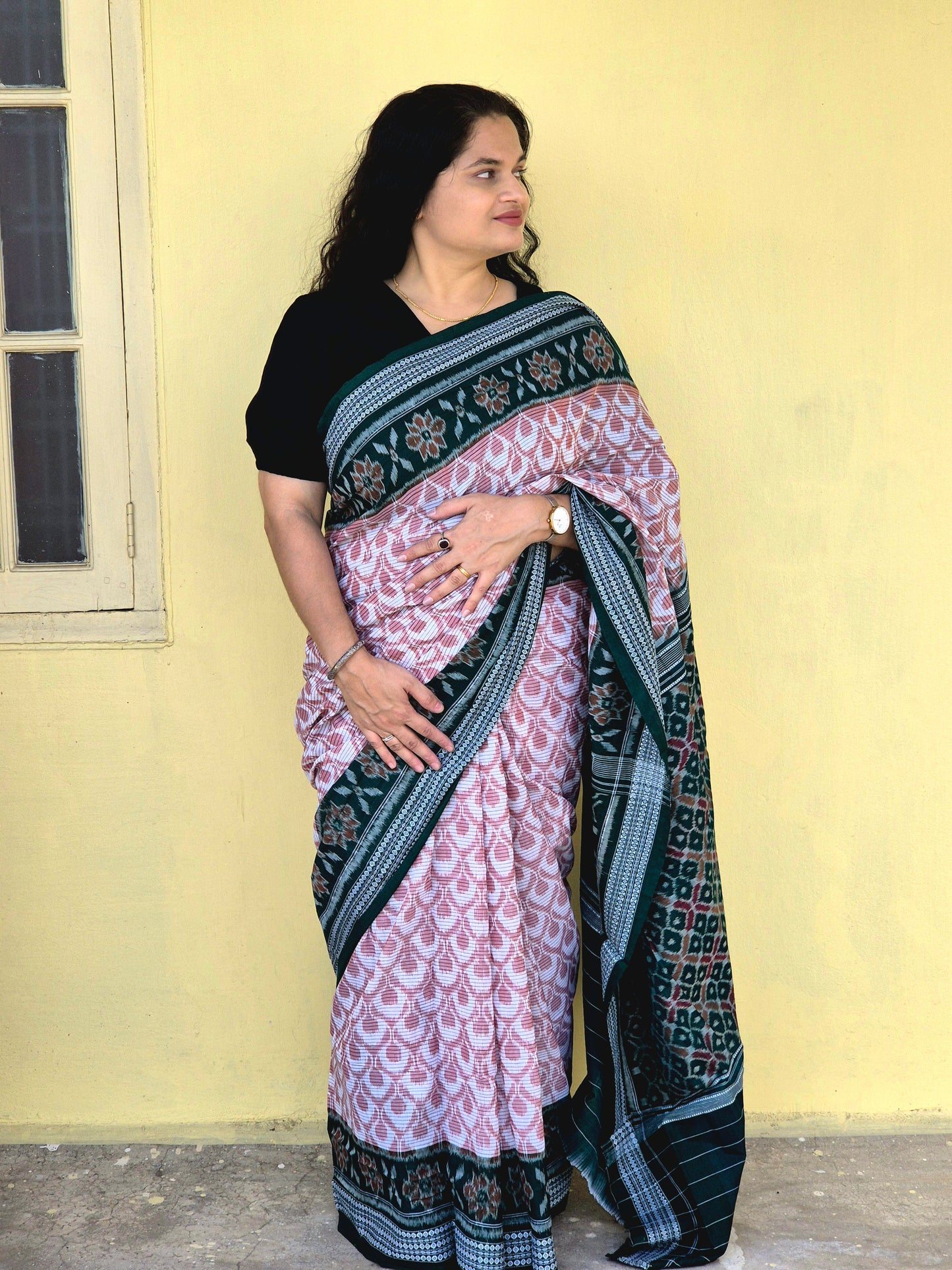 "Mallika" Sambalpuri Cotton Saree - Earthyweaves