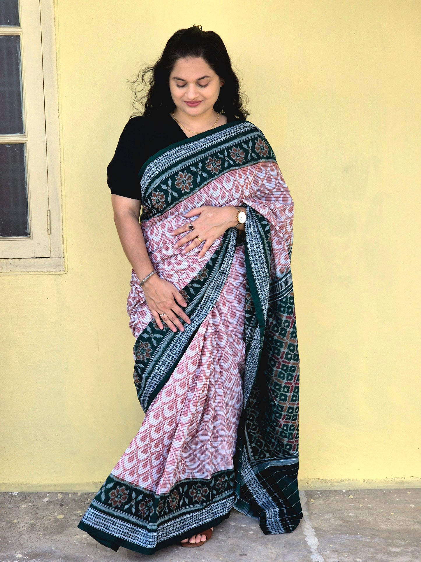 "Mallika" Sambalpuri Cotton Saree - Earthyweaves