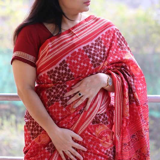 "Rangabhoomi" Sambalpuri Saree - Earthyweaves