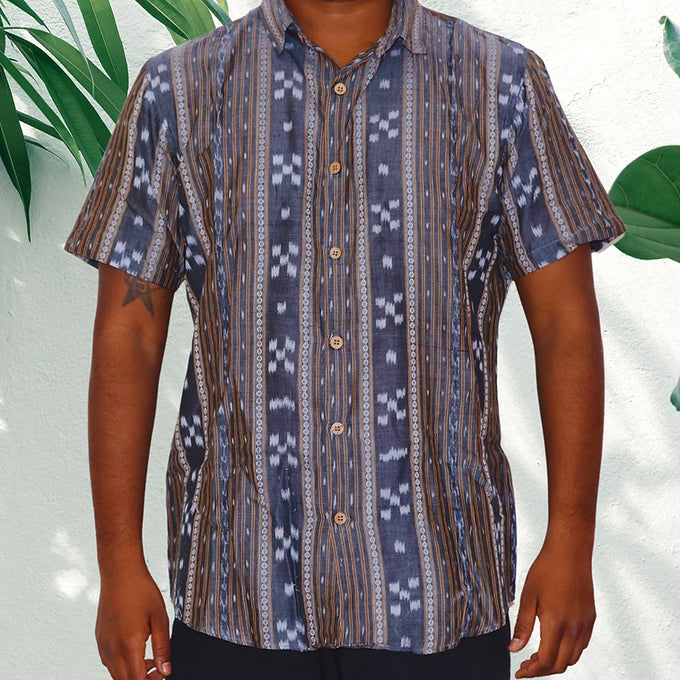 Grey Sambalpuri Unisex Shirt - Earthyweaves