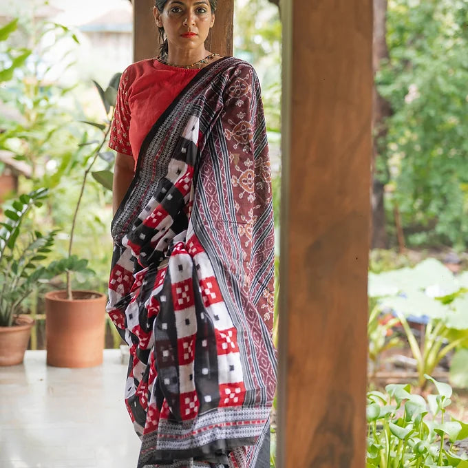 "ShwetaKrishna" Sambalpuri Saree - Earthyweaves