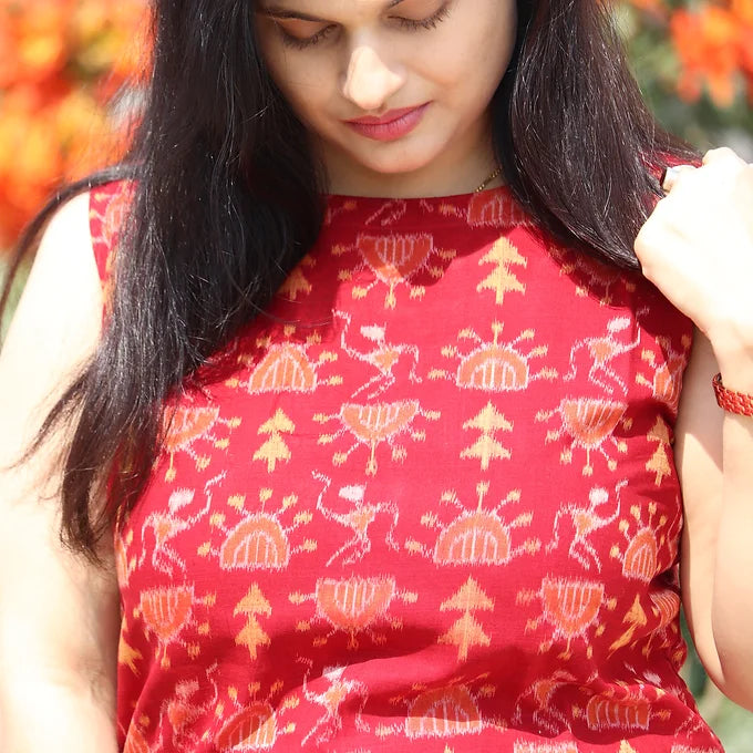 "GauriKamala" Sambalpuri Dress - Earthyweaves