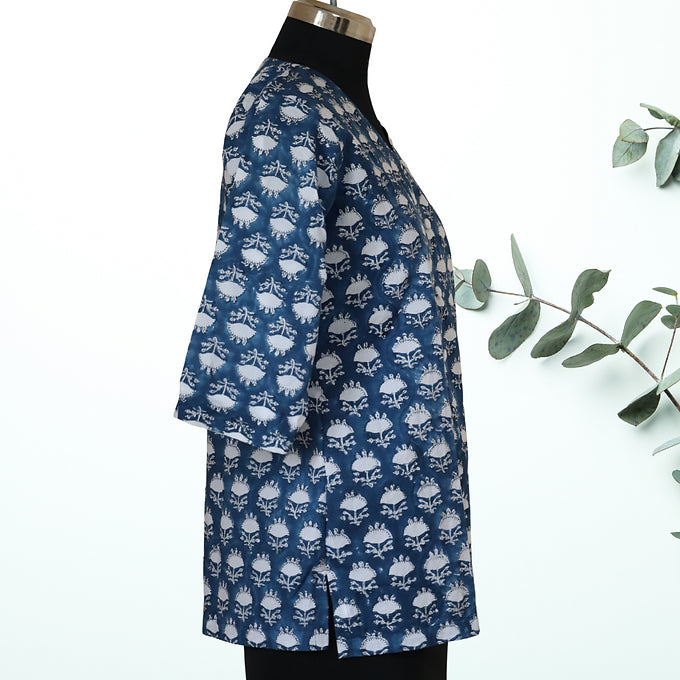 "NilaPushpa" Blockprint Top - Earthyweaves