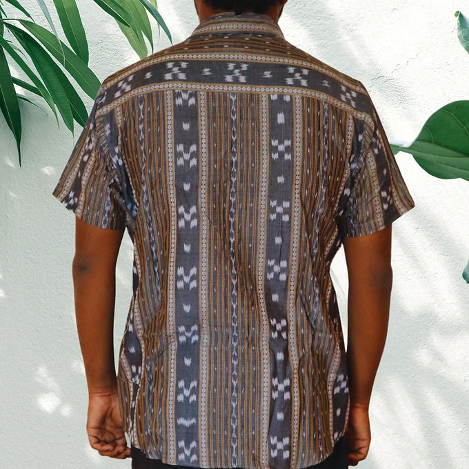 Grey Sambalpuri Unisex Shirt - Earthyweaves