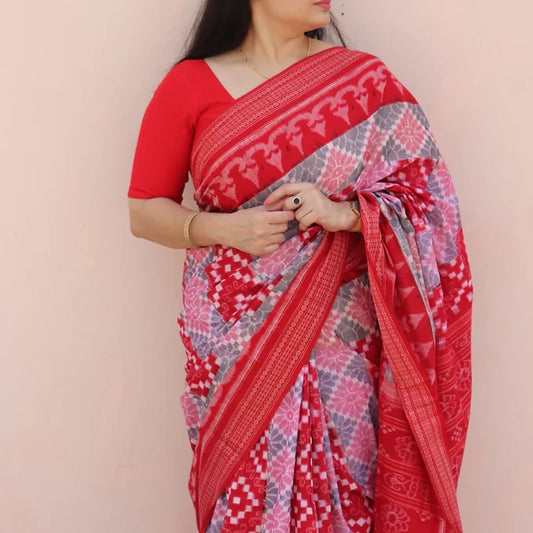 "Chitrita" Sambalpuri Cotton Saree - Earthyweaves