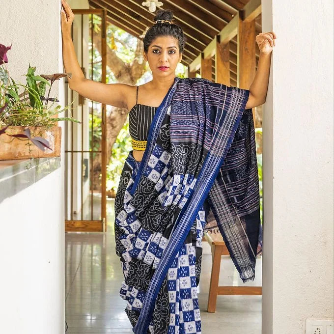 "Nilakrushi" Sambalpuri Saree - Earthyweaves