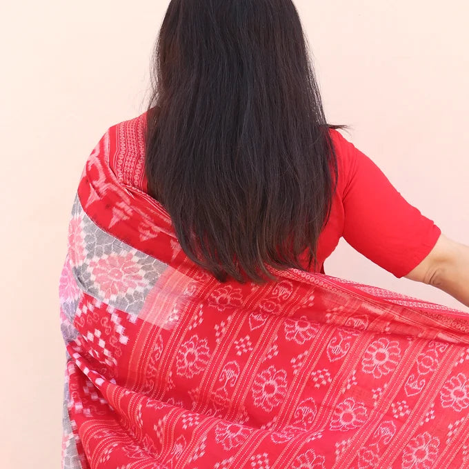 "Chitrita" Sambalpuri Cotton Saree - Earthyweaves