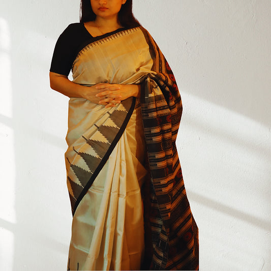 "Vimalakshi" Sambalpuri Silk Cotton Blend Saree - Earthyweaves