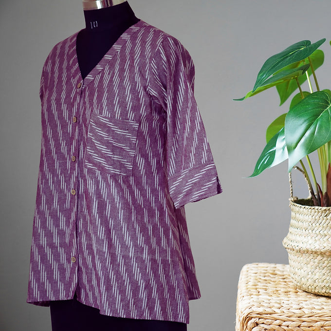 "Karpurarupa" Pochampally Top - Earthyweaves