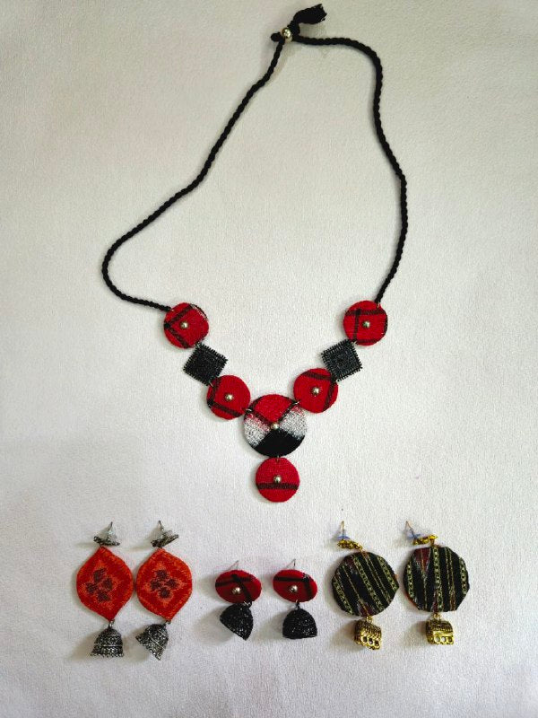 Handcrafted Fabric & Brass Earring - Earthyweaves