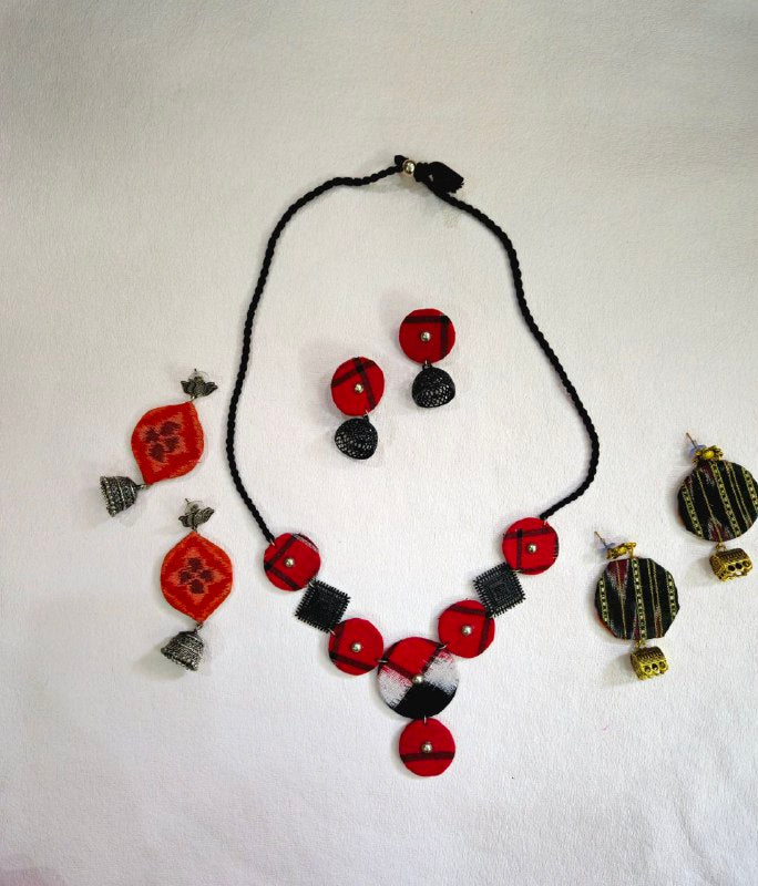 Handcrafted Fabric & Brass Earring - Earthyweaves