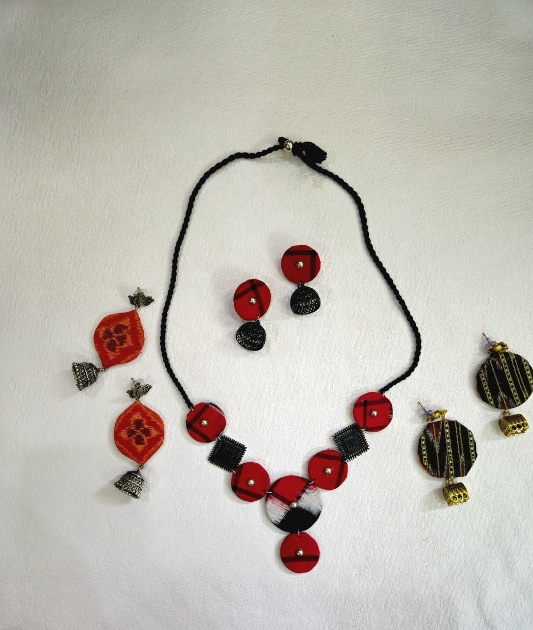Handcrafted Fabric & Brass Earring - Earthyweaves