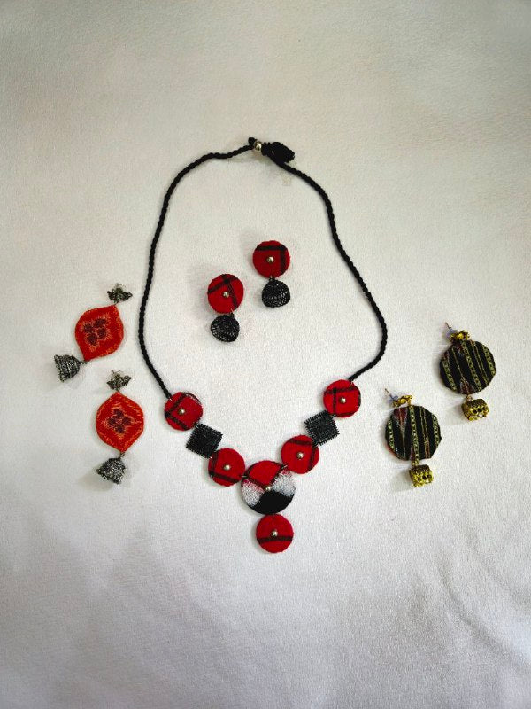 Handcrafted Fabric & Brass Earring - Earthyweaves