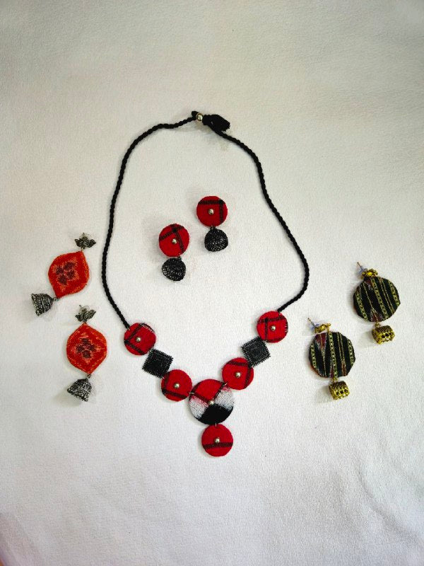 Handcrafted Fabric & Brass Earring - Earthyweaves