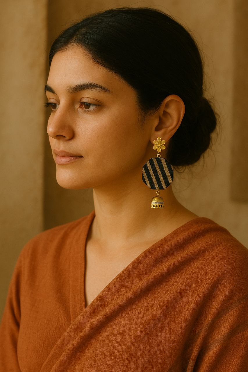 Handcrafted Fabric & Brass Earring - Earthyweaves
