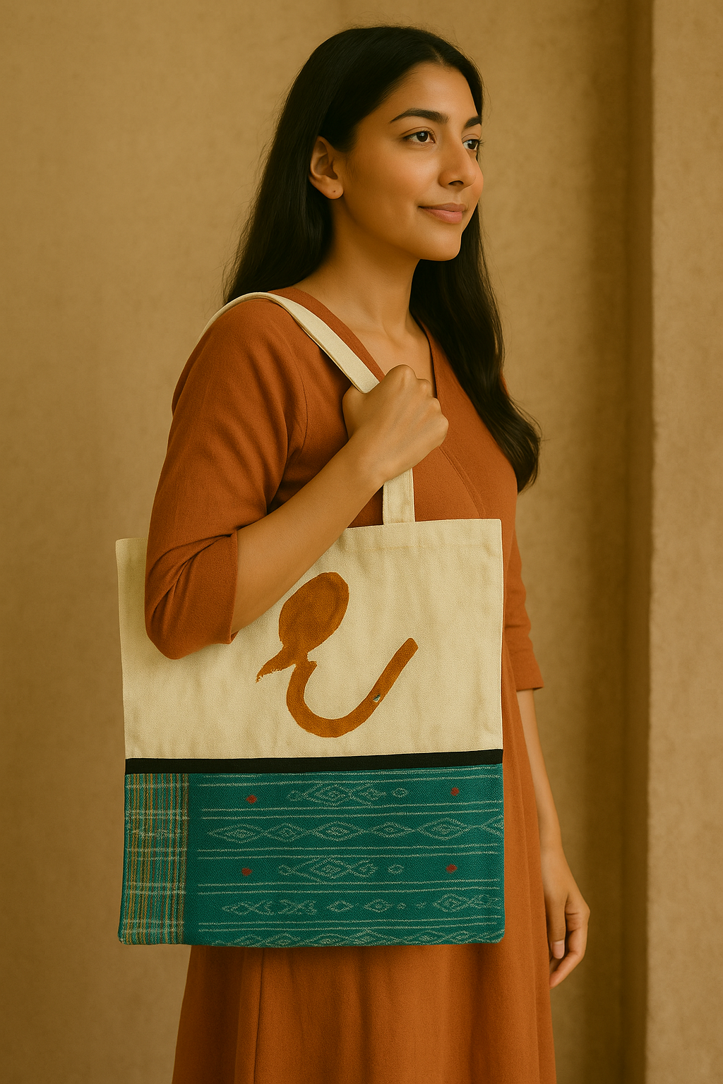 Upcycled Patchwork Tote Bag - Earthyweaves