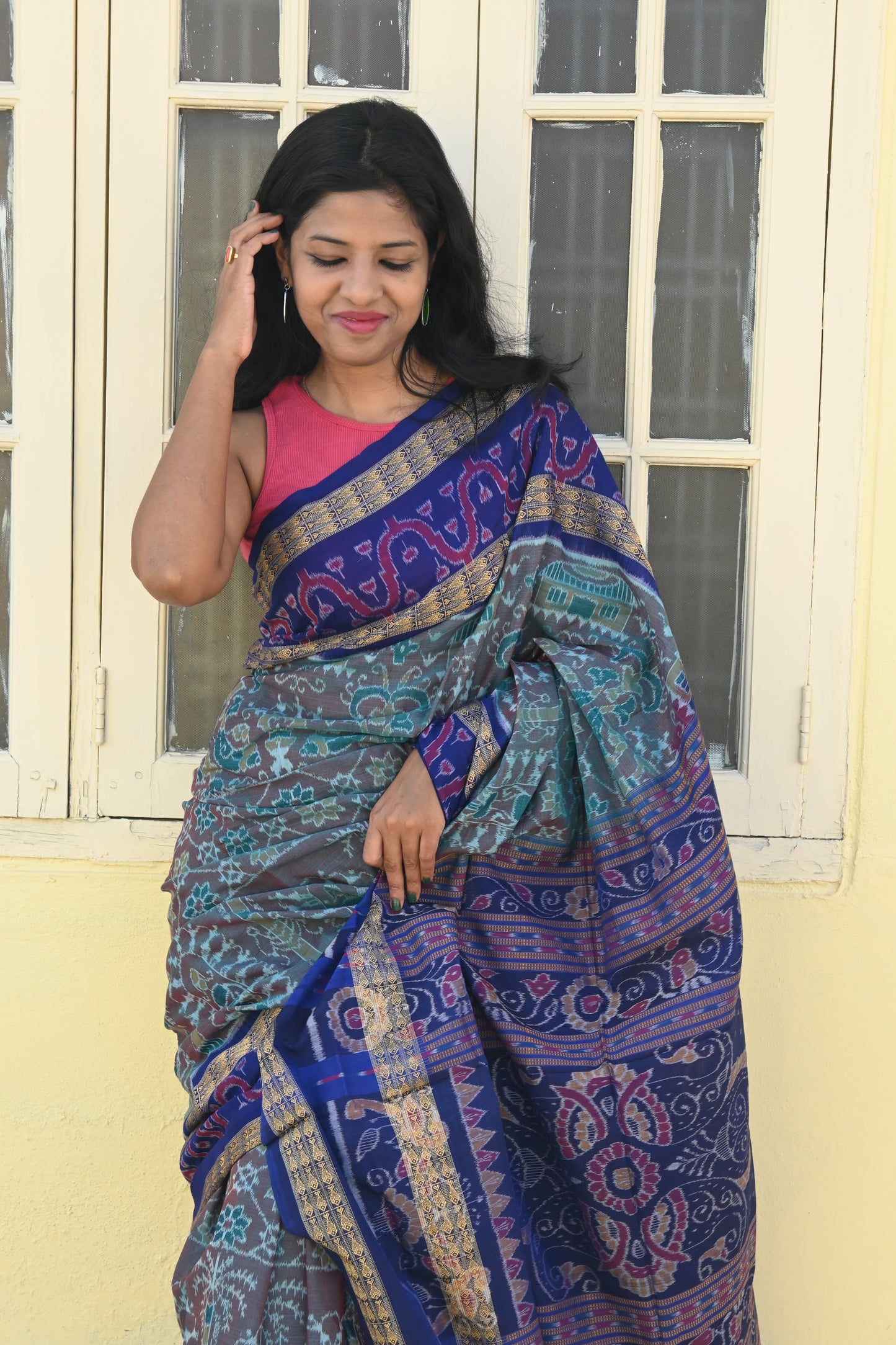 "NeelaDhaara" Sambalpuri Cotton Saree