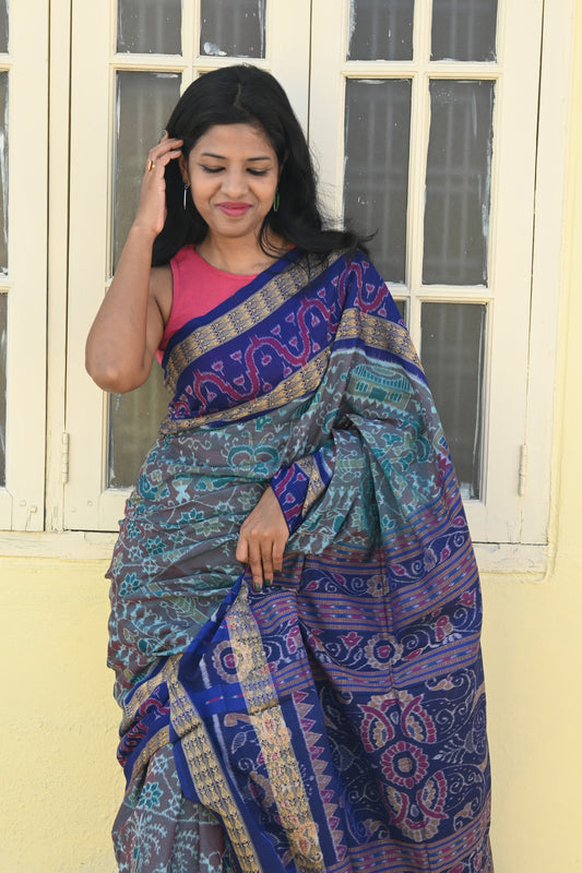 "NeelaDhaara" Sambalpuri Cotton Saree