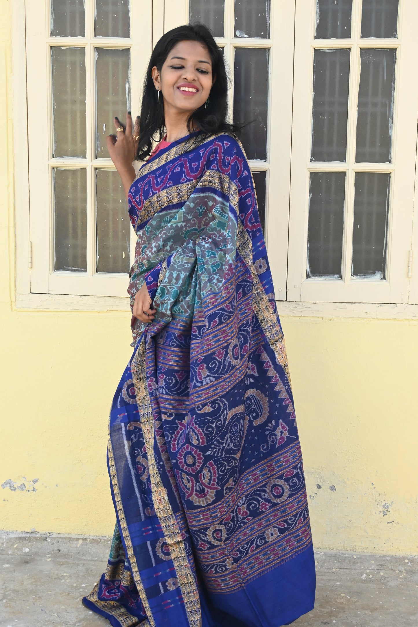 "NeelaDhaara" Sambalpuri Cotton Saree