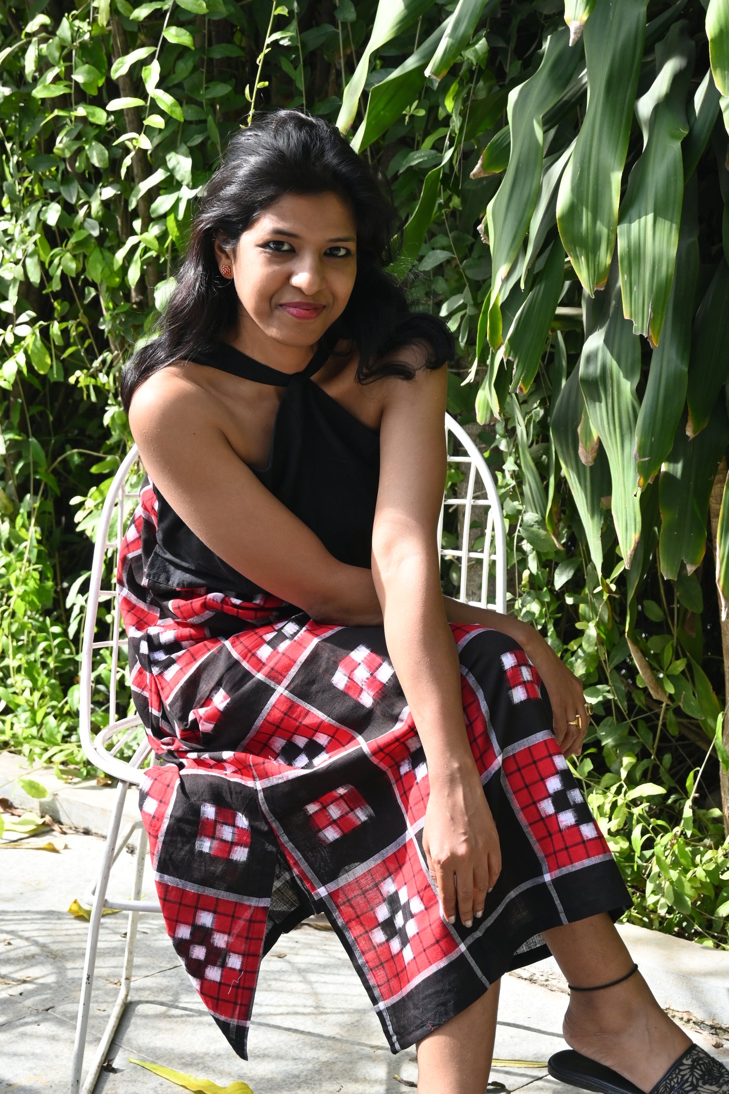 "Charita" Black Halter neck Sambalpuri Handloom Dress