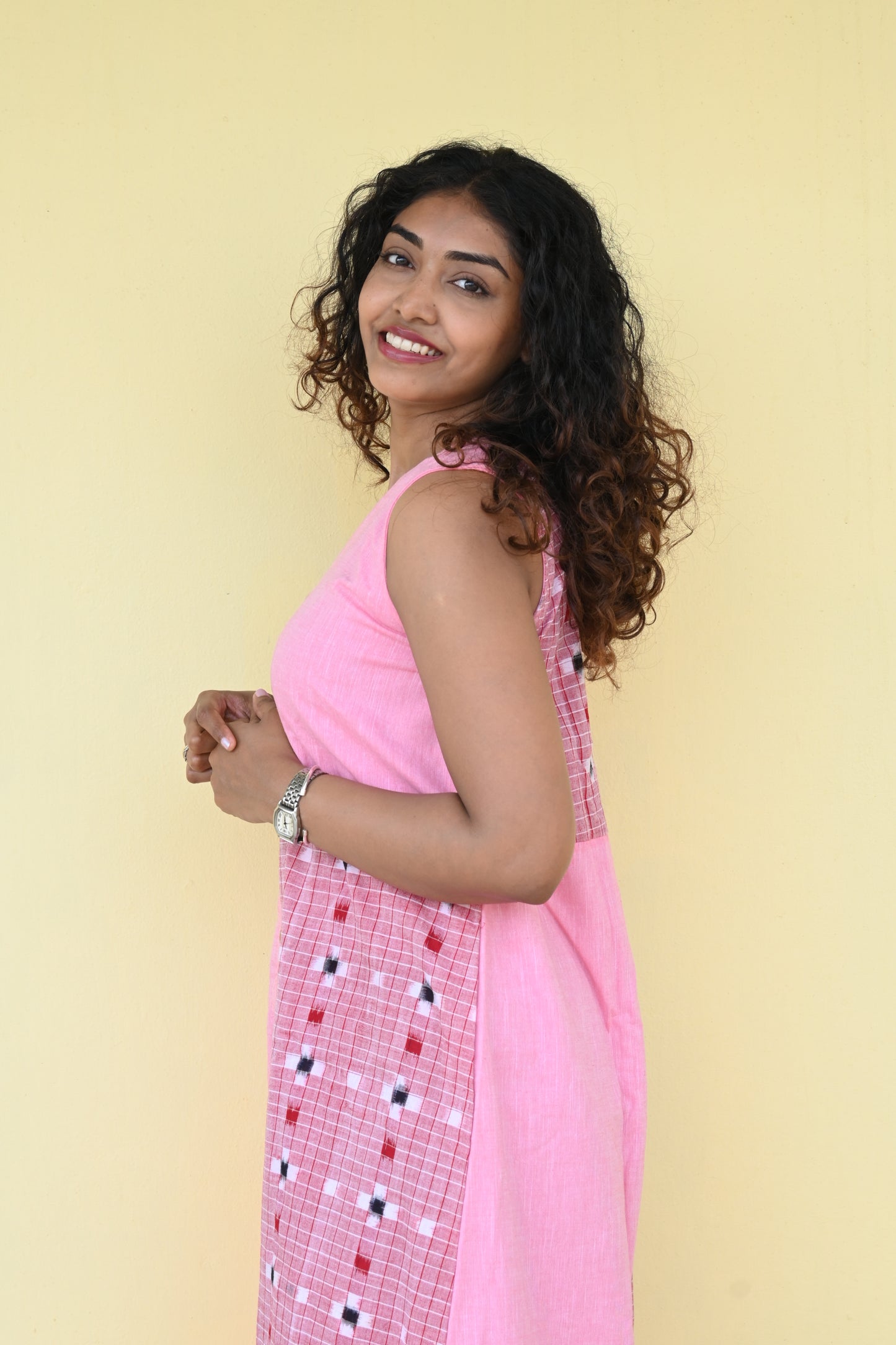 "Padma" Pink Sambalpuri Handloom Dress