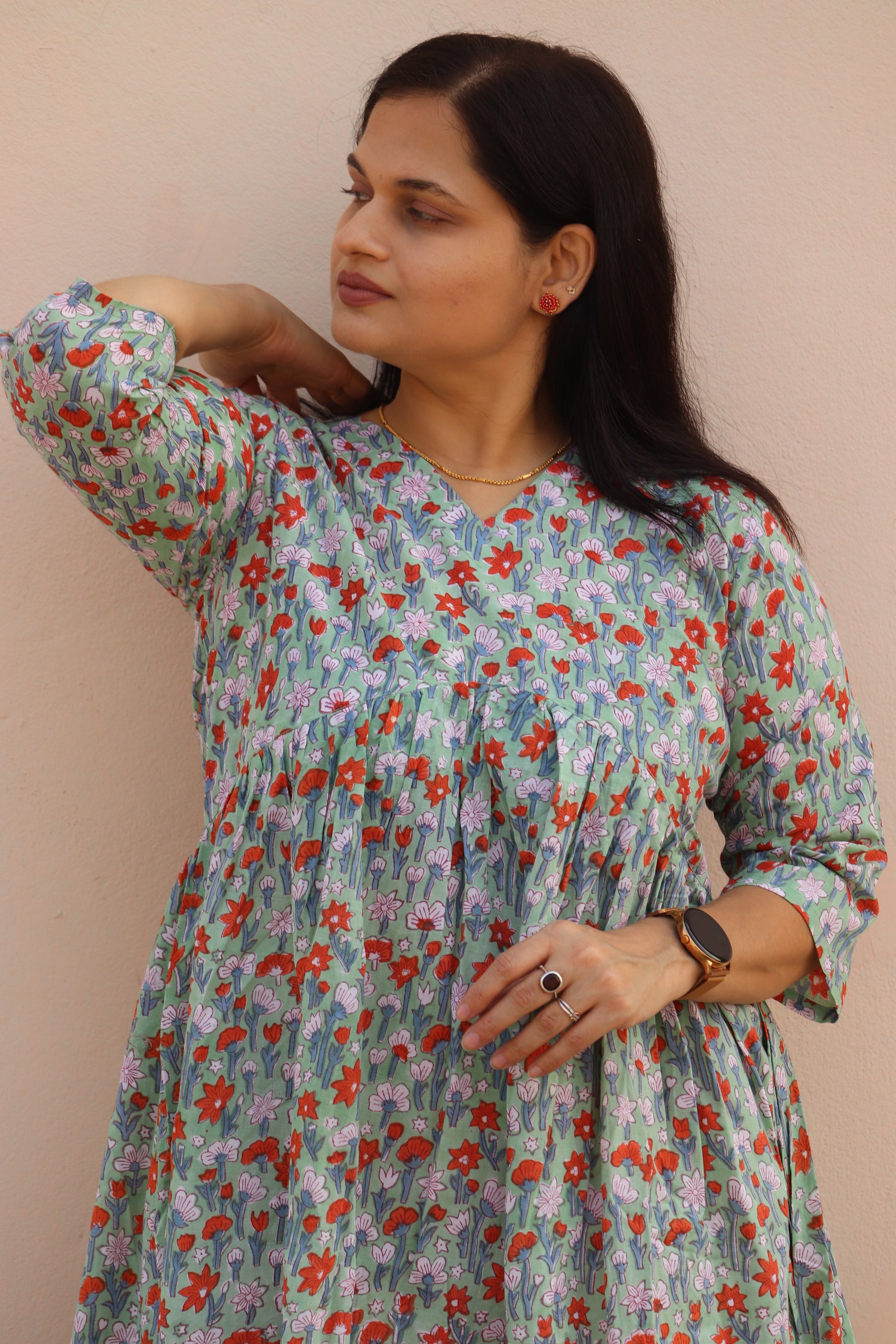 "Madhusha" Block Print Dress - Earthyweaves