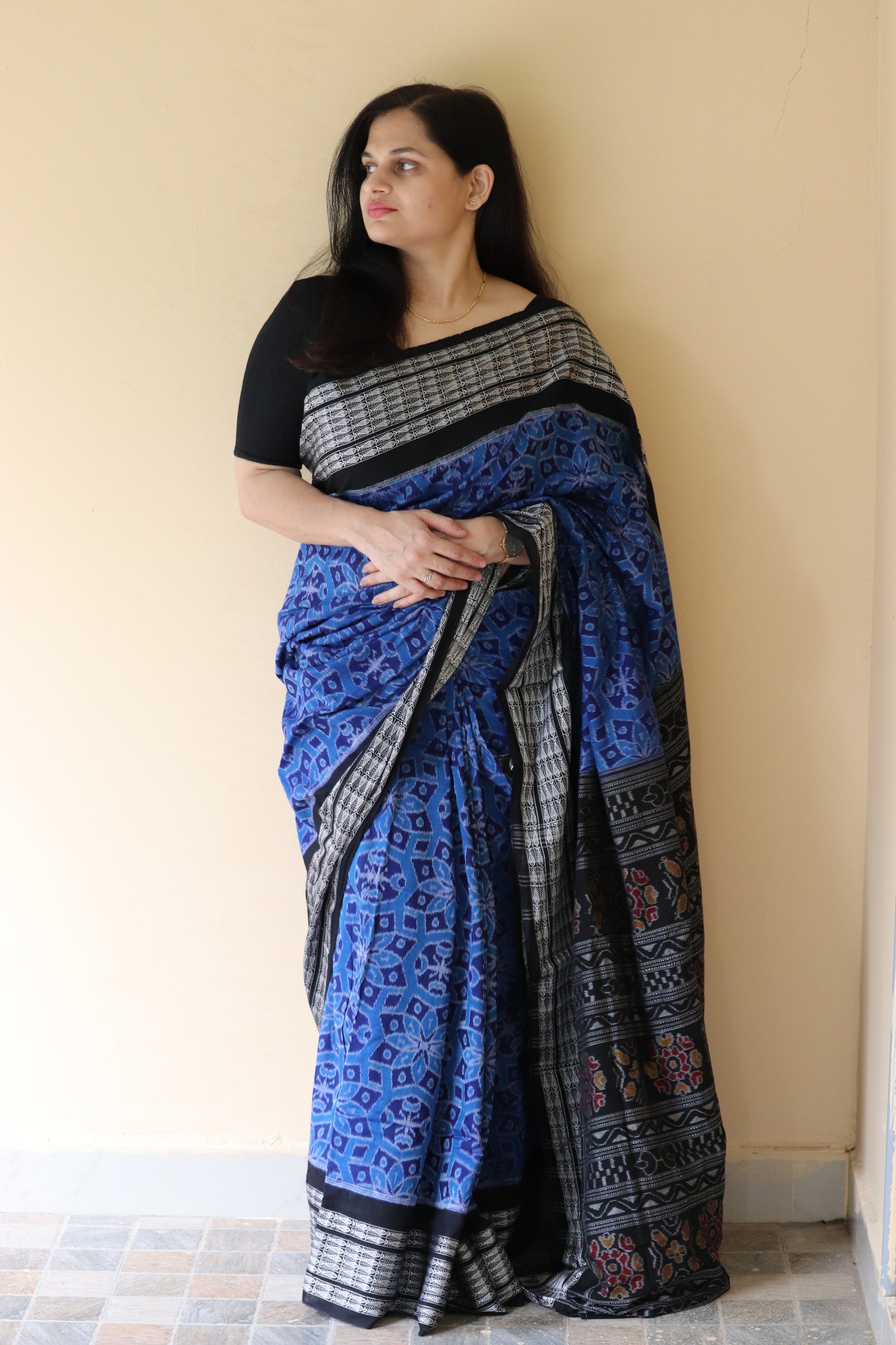 "Krishnakriti" Sambalpuri Saree - Earthyweaves