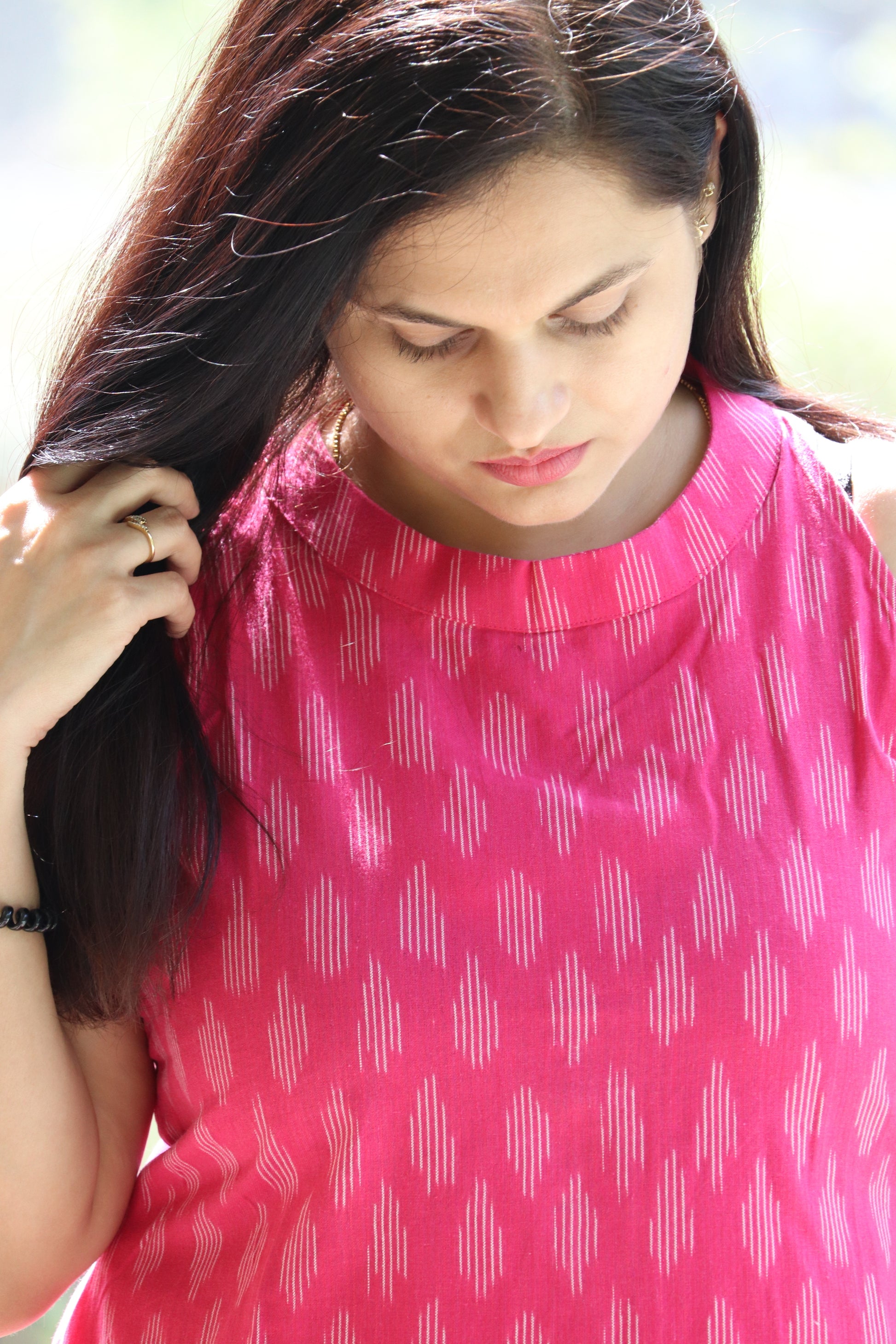 "Meghashayam" Pink Dress - Earthyweaves