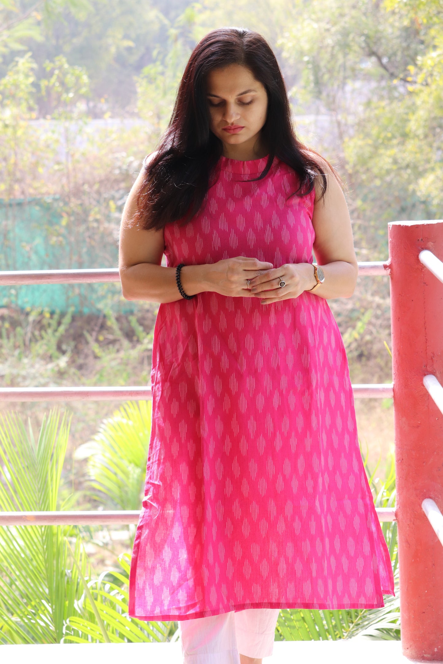 "Meghashayam" Pink Dress - Earthyweaves